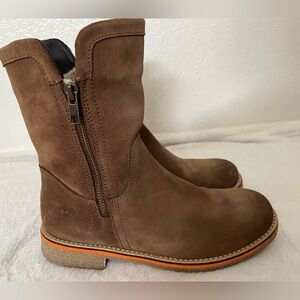 Bos. & Co. Host Brown Suede Side Zipper Ankle Lined Winter Booties EU37 US6.5